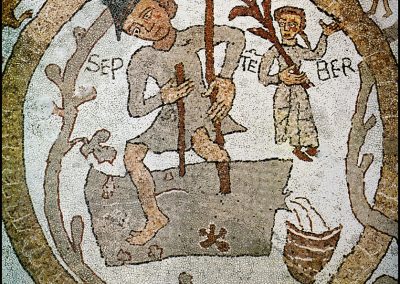 The month of September: the calendar represented in Otranto mosaic